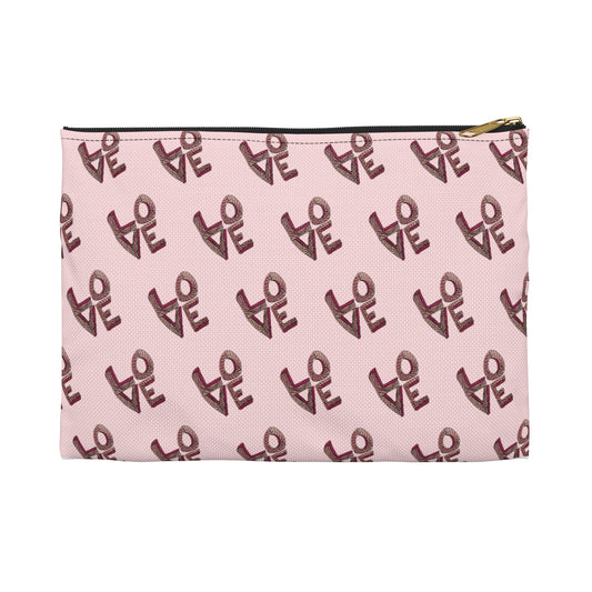 Stacked Love Accessory Pouch - Pink/White