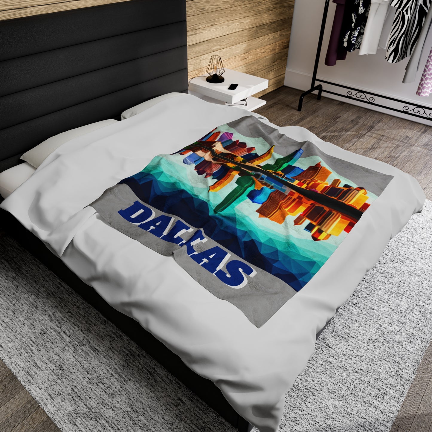 Dallas Texas Reflections Velveteen Plush Blanket