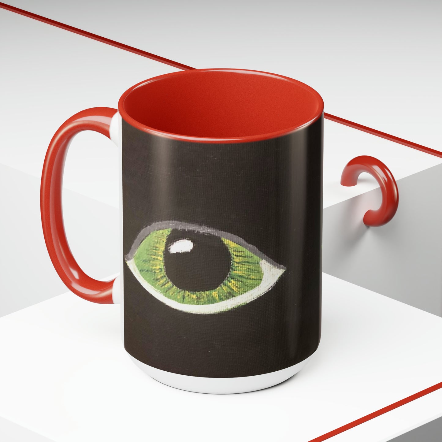 Halloween Spooky Eyes Two-Tone Coffee Mugs, 15oz