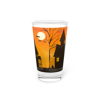 Halloween Spooky House Pint Glass, 16oz