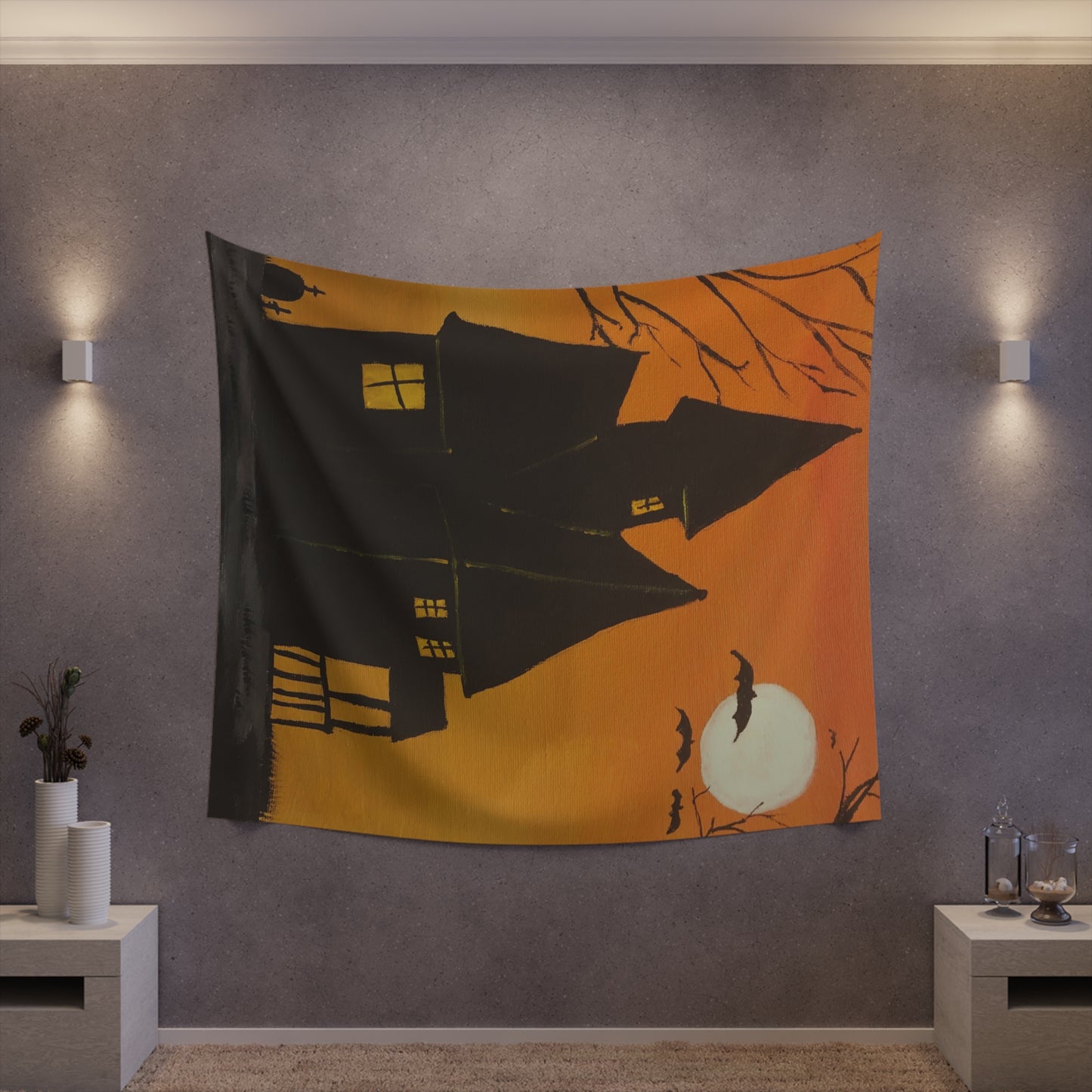 Halloween Spooky House Wall Tapestry