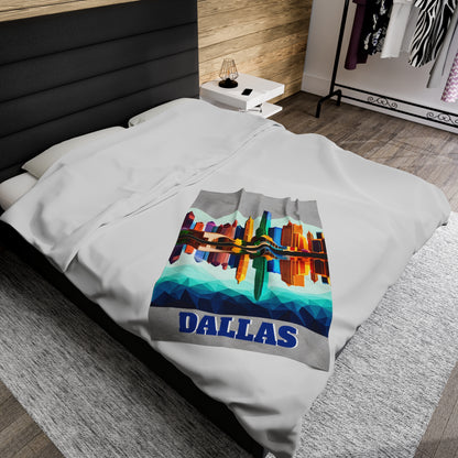 Dallas Texas Reflections Velveteen Plush Blanket