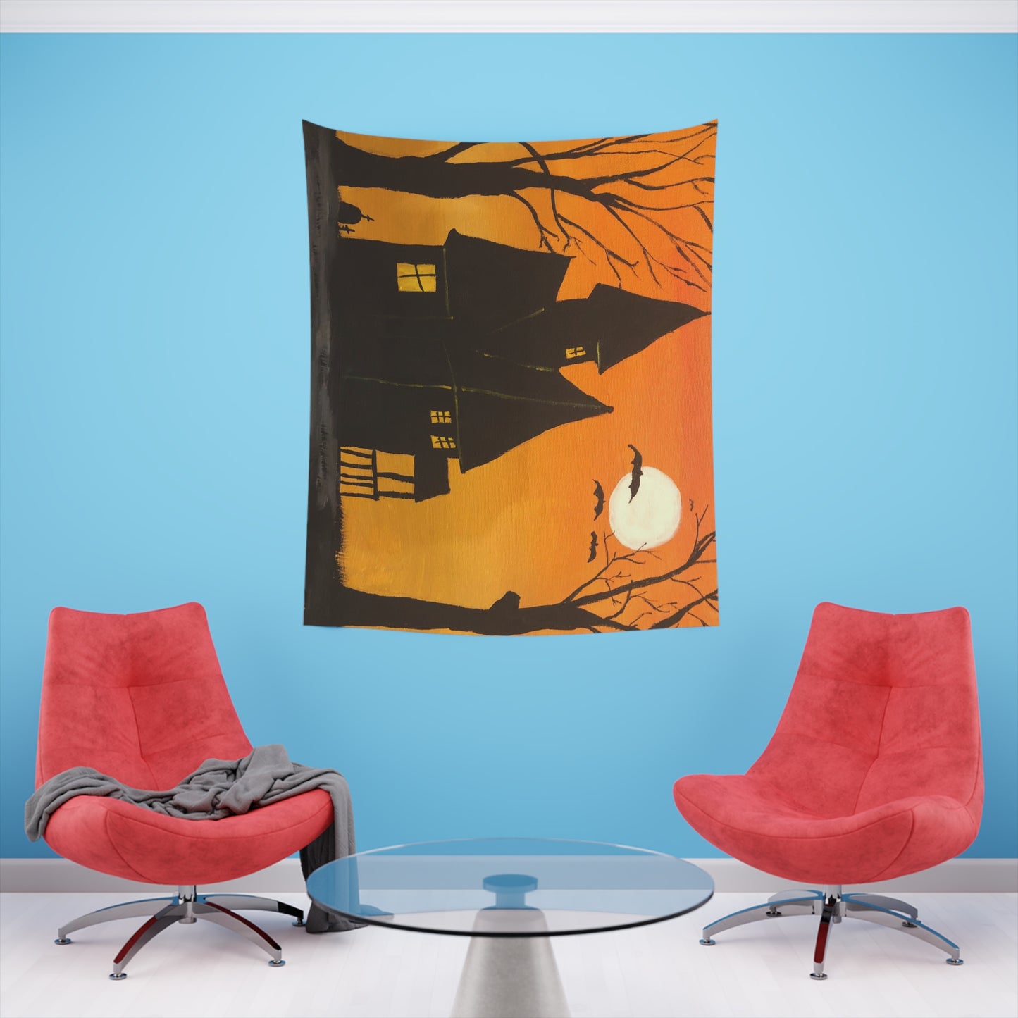 Halloween Spooky House Wall Tapestry