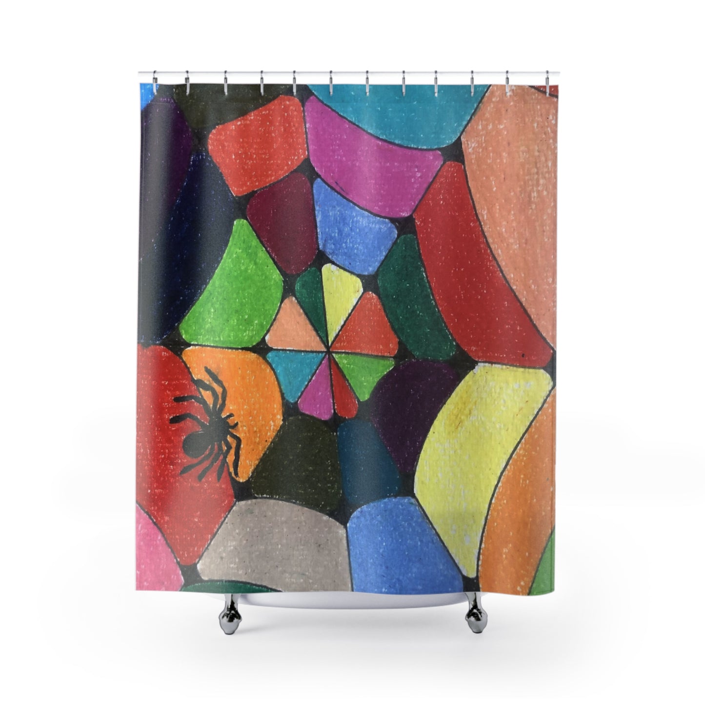 Halloween Colorized Spider Web Shower Curtain