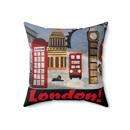 I love London Throw Pillow (Black)