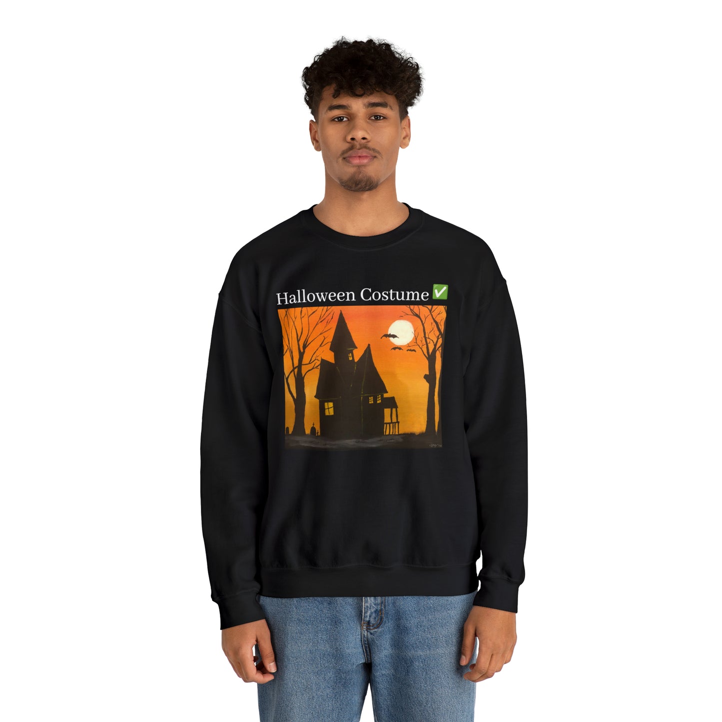 Halloween Spooky House Unisex Heavy Crewneck Sweatshirt