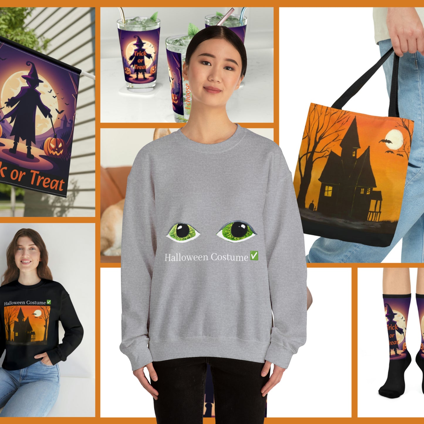 Halloween Spooky Eyes Unisex Heavy Crewneck Sweatshirt