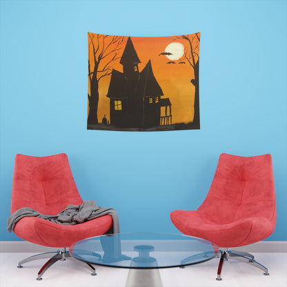 Halloween Spooky House Wall Tapestry