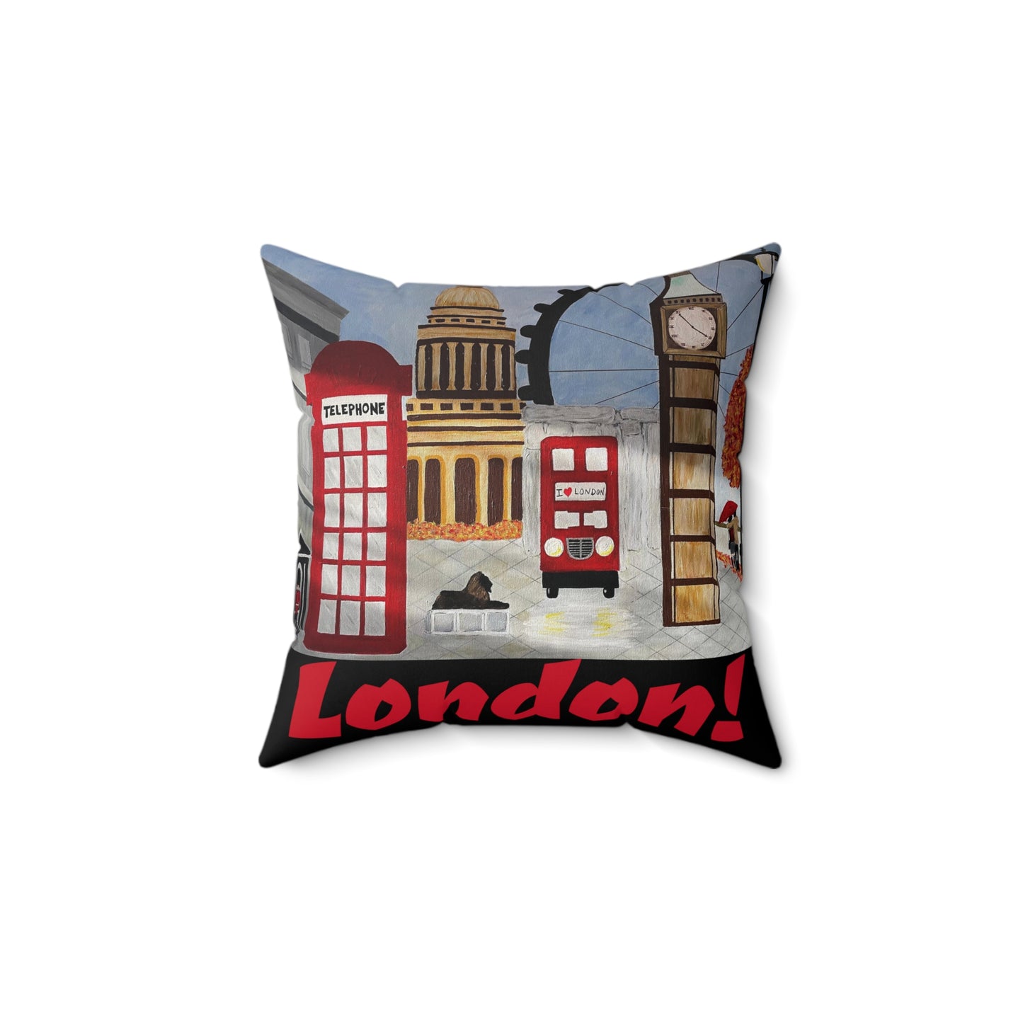 I love London Throw Pillow (Black)