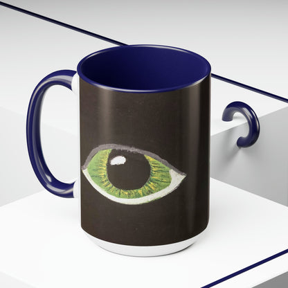 Halloween Spooky Eyes Two-Tone Coffee Mugs, 15oz