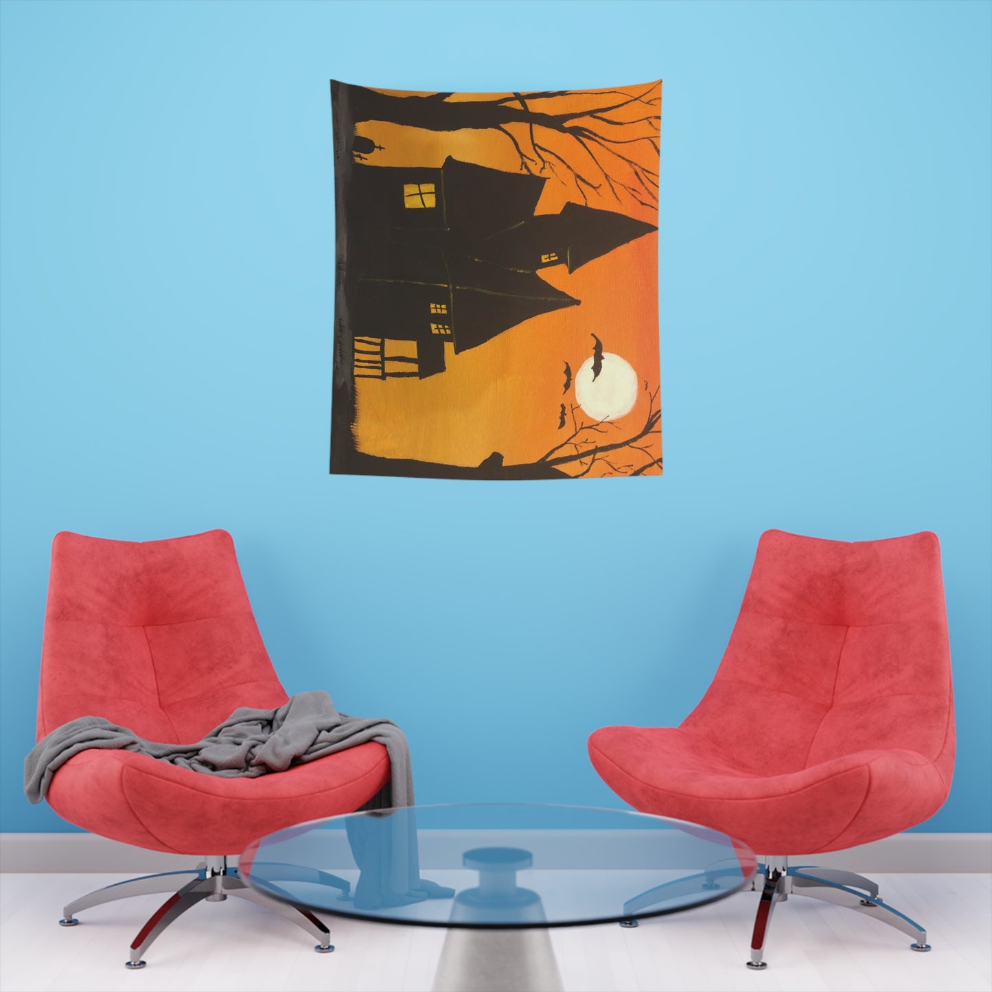 Halloween Spooky House Wall Tapestry