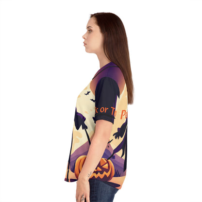 Halloween Witch Trick or Treat Women's Baseball Jersey