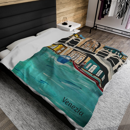 Venice Italy Velveteen Plush Blanket