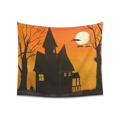 Halloween Spooky House Wall Tapestry