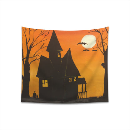 Halloween Spooky House Wall Tapestry