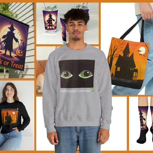 Halloween Spooky Eyes Unisex Heavy Crewneck Sweatshirt