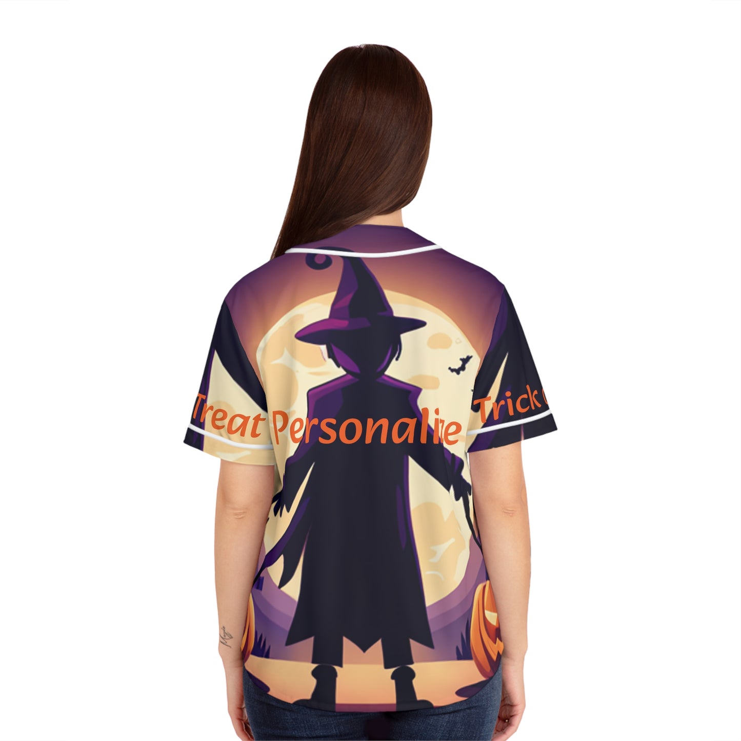 Halloween Witch Trick or Treat Women's Baseball Jersey