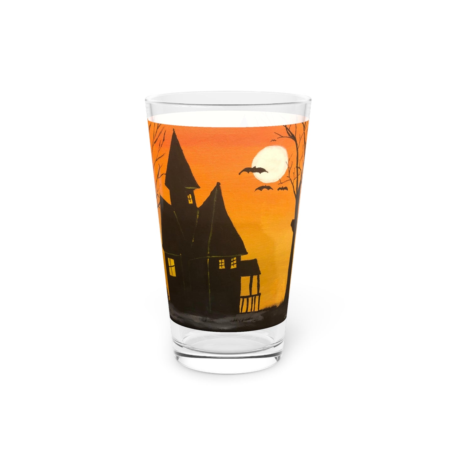 Halloween Spooky House Pint Glass, 16oz