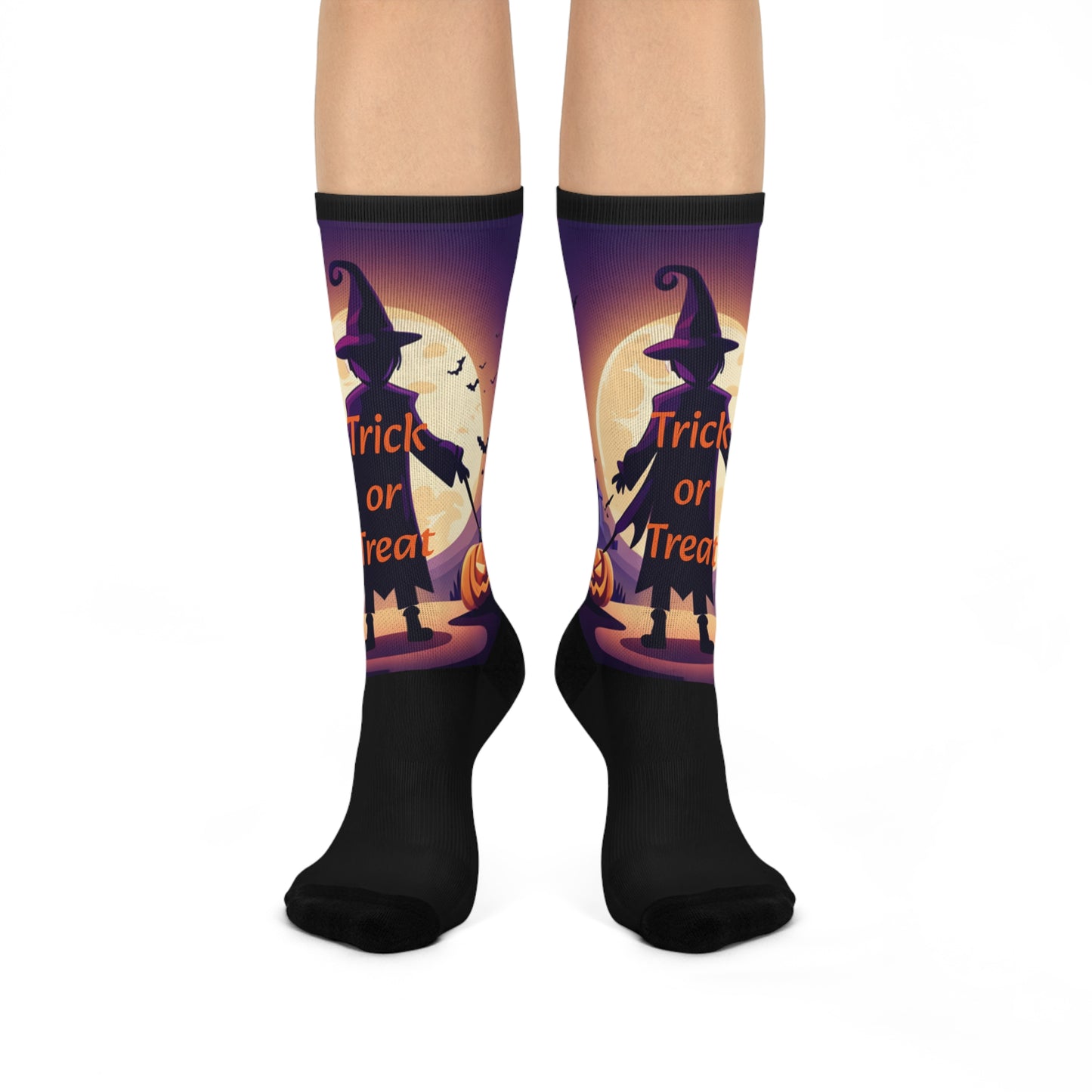 Halloween Witch Trick or Treat Cushioned Crew Socks