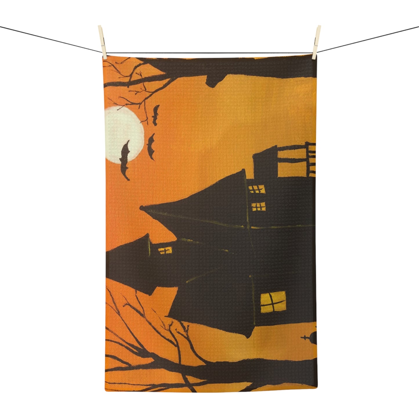 Halloween Spooky House Soft Tea Towel