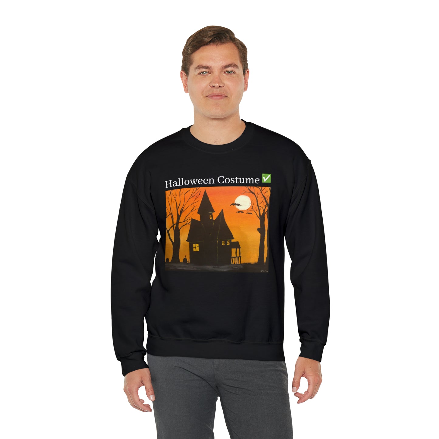 Halloween Spooky House Unisex Heavy Crewneck Sweatshirt