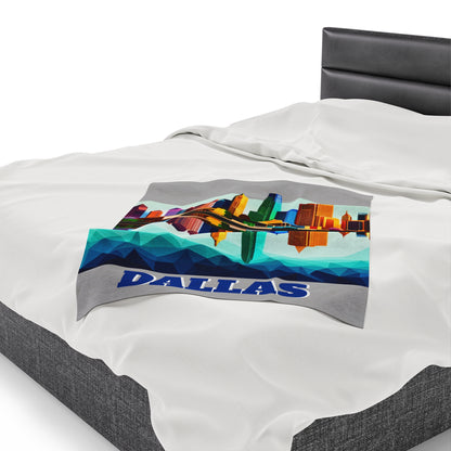 Dallas Texas Reflections Velveteen Plush Blanket