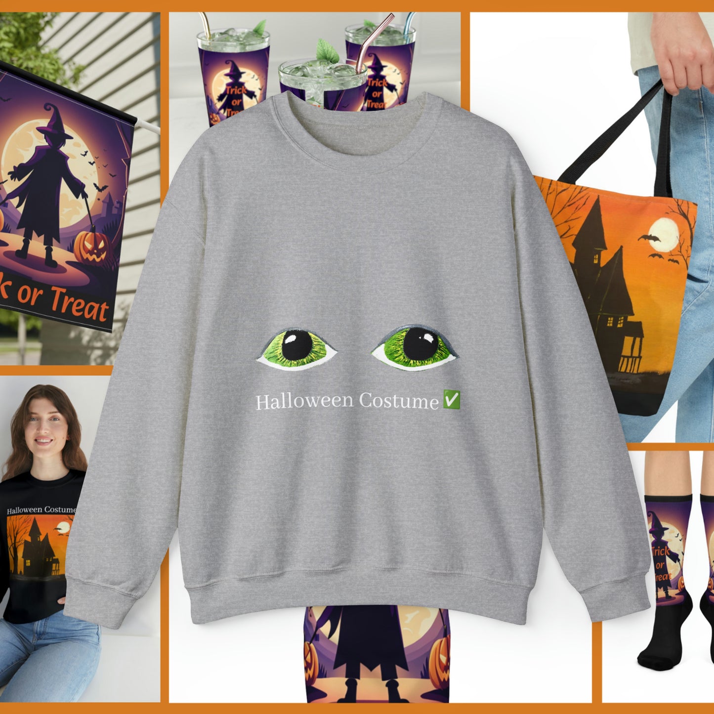 Halloween Spooky Eyes Unisex Heavy Crewneck Sweatshirt