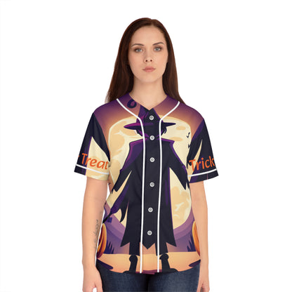 Halloween Witch Trick or Treat Women's Baseball Jersey