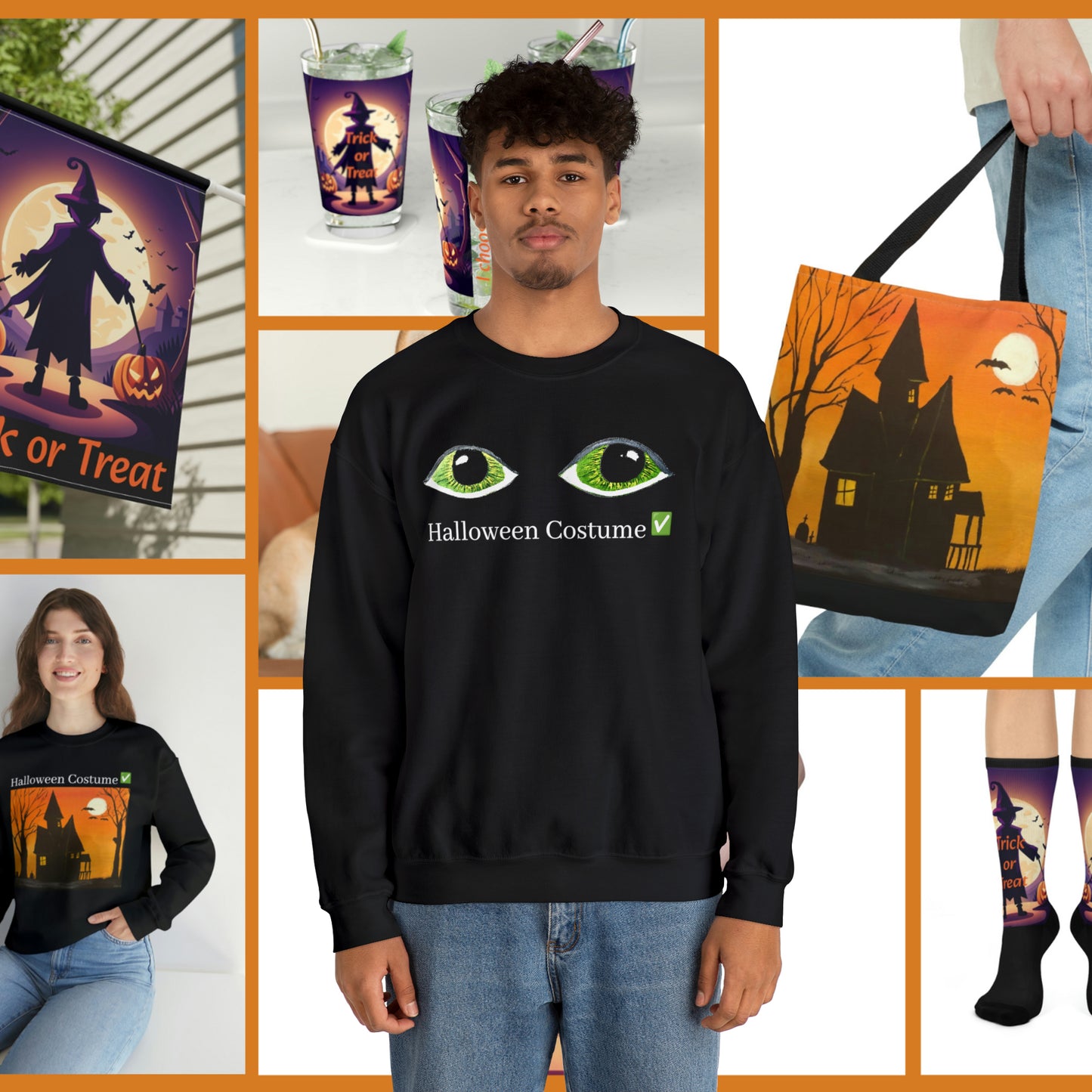 Halloween Spooky Eyes Unisex Heavy Crewneck Sweatshirt