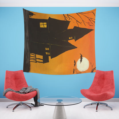 Halloween Spooky House Wall Tapestry