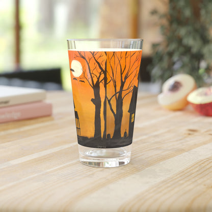 Halloween Spooky House Pint Glass, 16oz