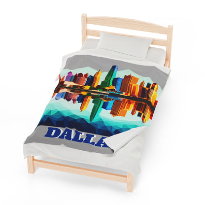 Dallas Texas Reflections Velveteen Plush Blanket