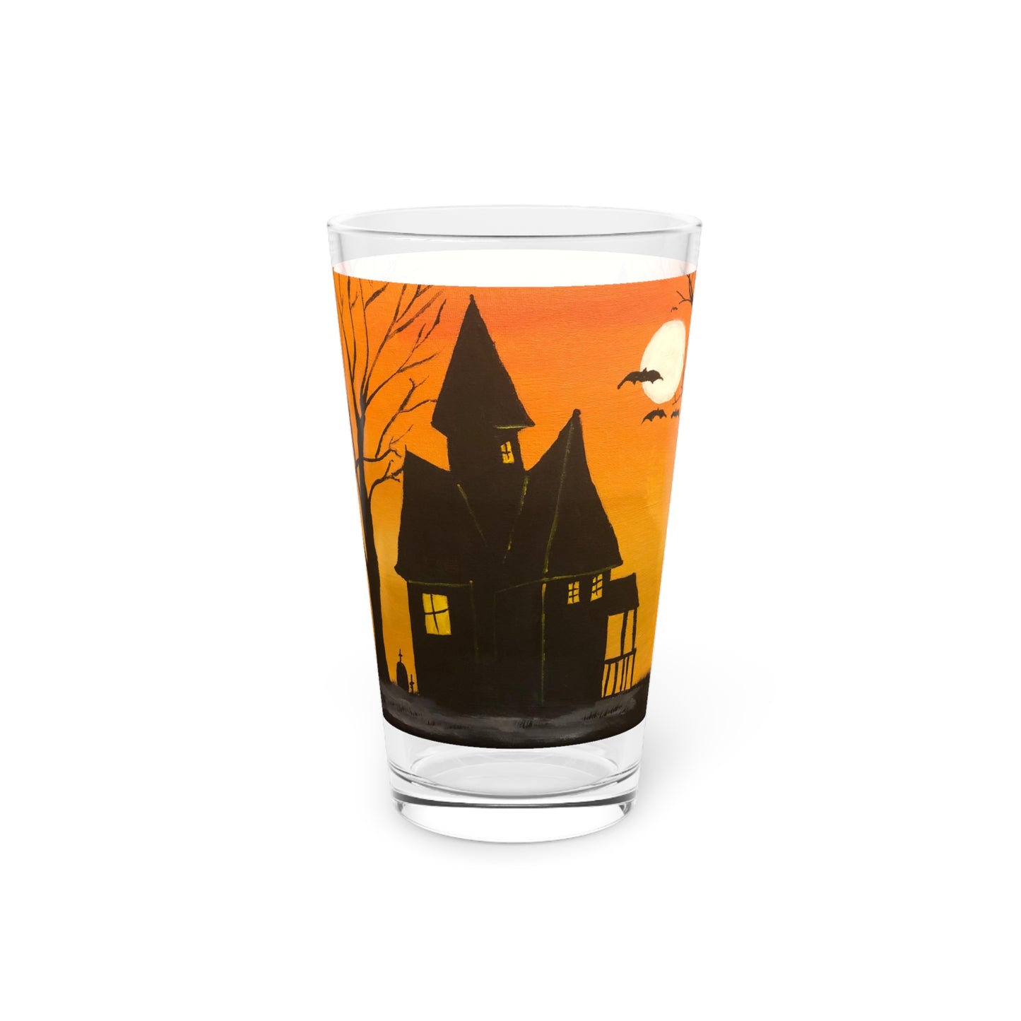 Halloween Spooky House Pint Glass, 16oz