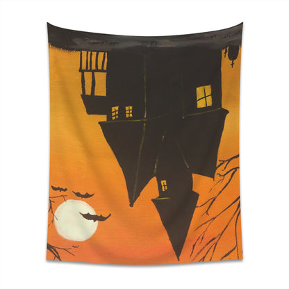 Halloween Spooky House Wall Tapestry