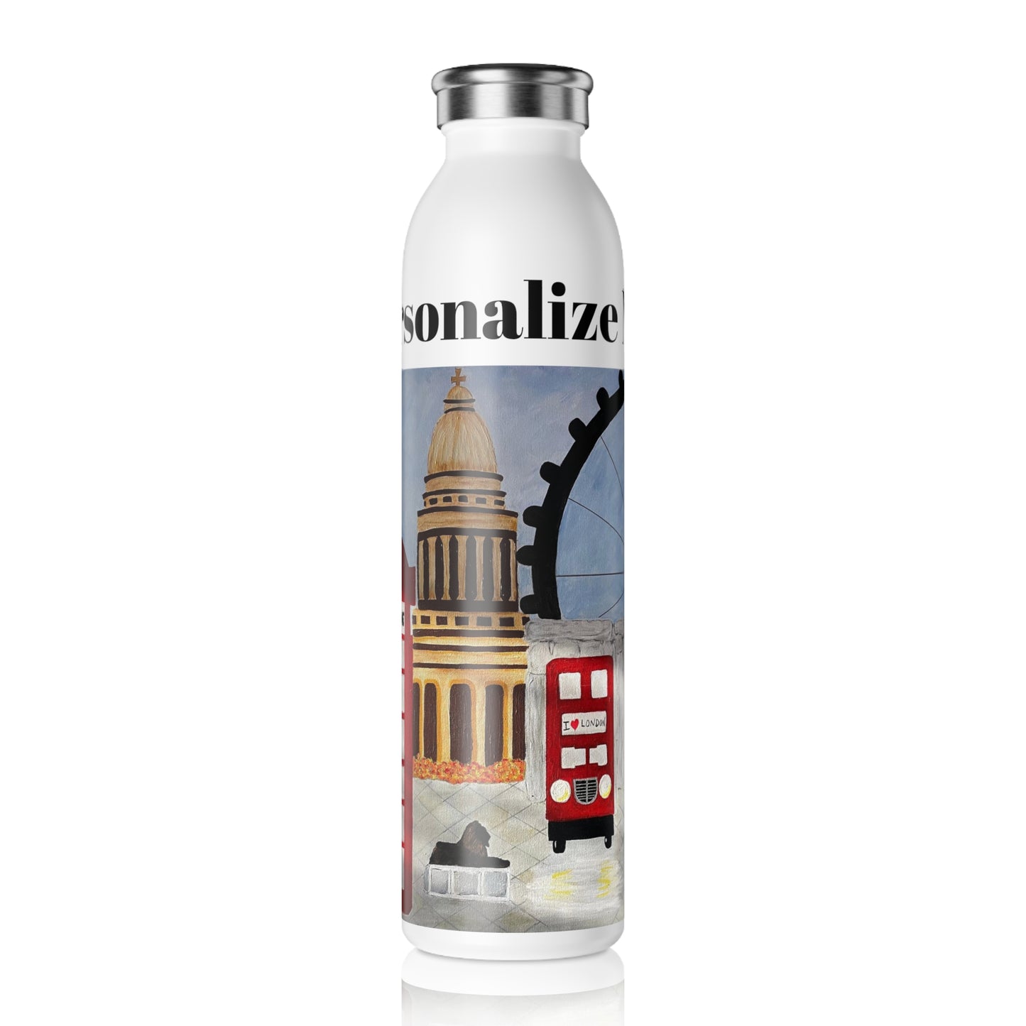 I Love London Slim Water Bottle (20oz)